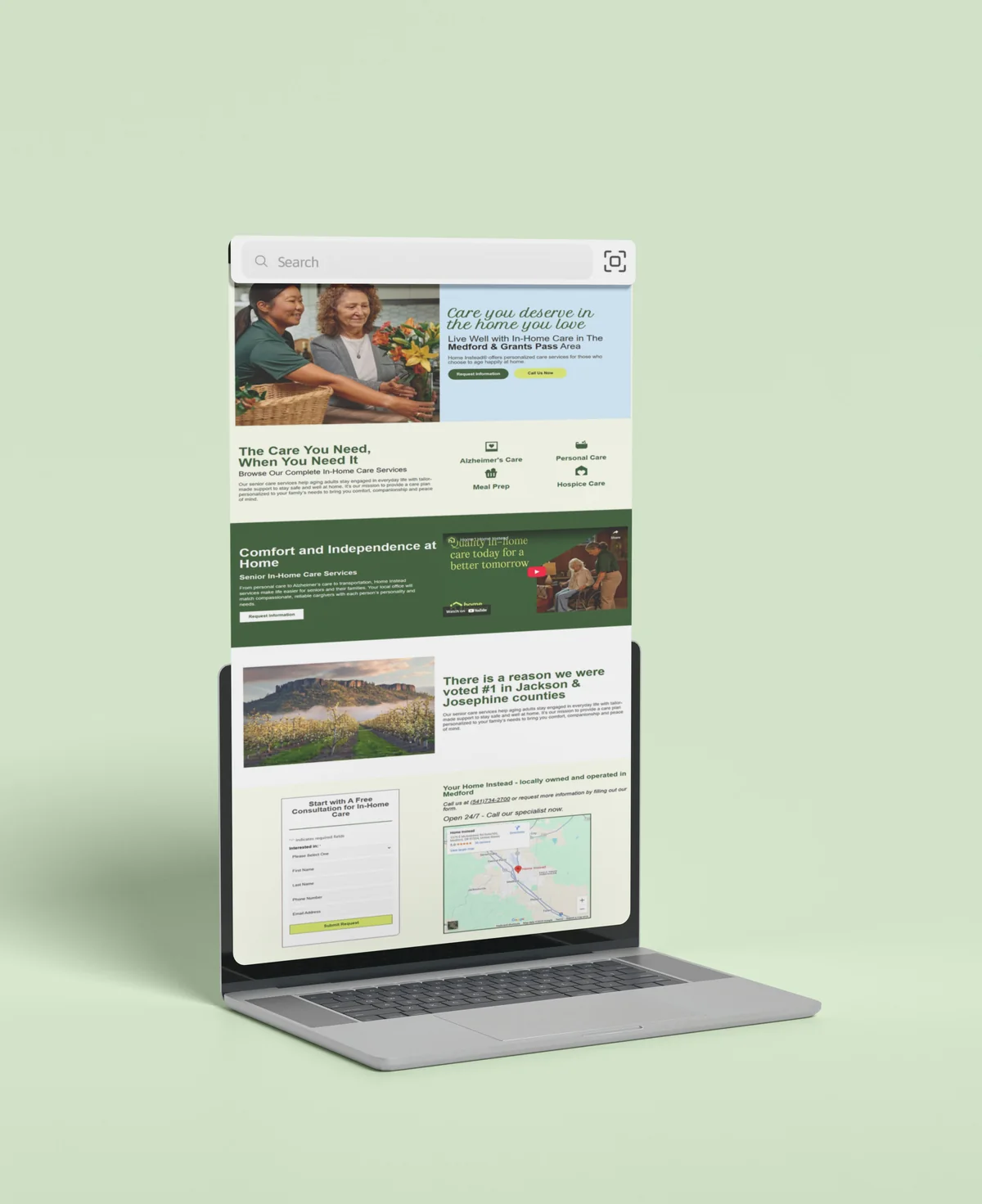 Senior care website built by Greatness Digital