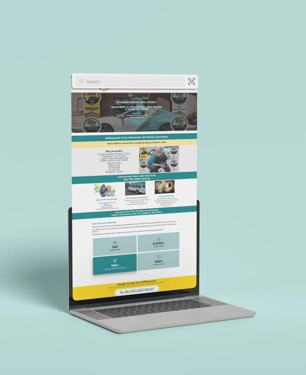 Senior care website built by Greatness Digital