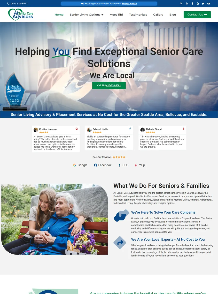 A1 Senior Care Advisors website