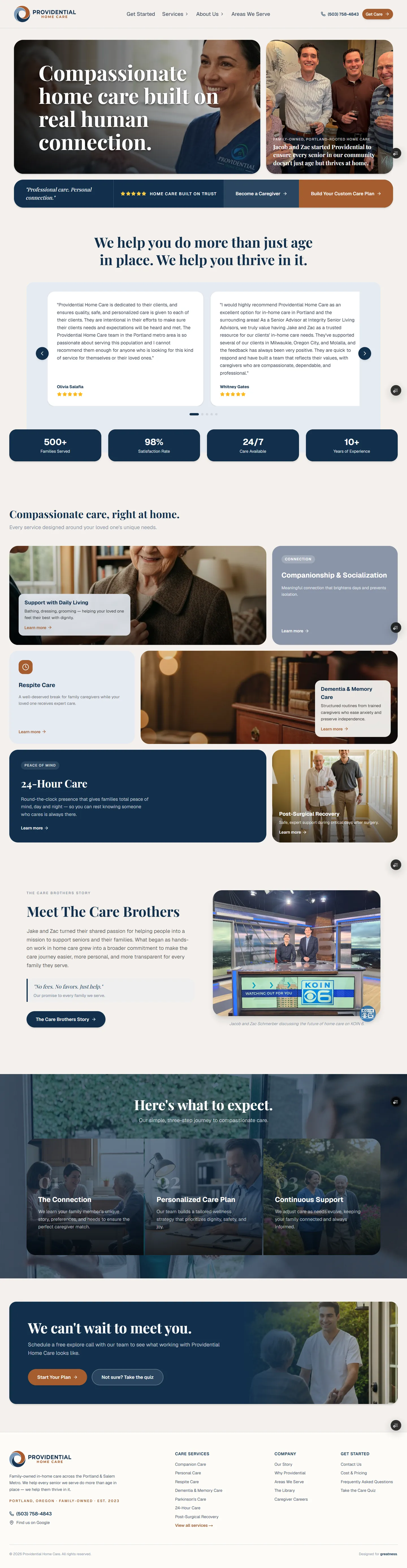 Providential Home Care website
